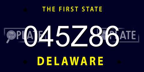 045Z86 Delaware License Plate