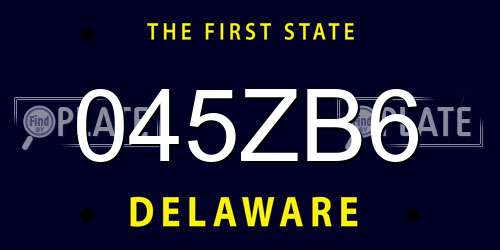 045ZB6 Delaware License Plate