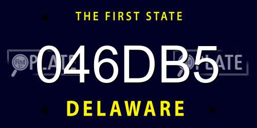 046DB5 Delaware License Plate