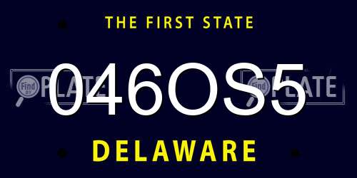 046OS5 Delaware License Plate