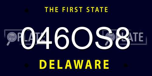 046OS8 Delaware License Plate