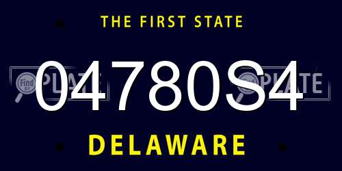04780S4 Delaware License Plate
