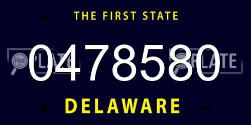 0478580 Delaware License Plate