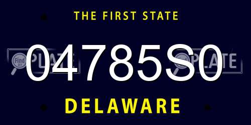 04785S0 Delaware License Plate