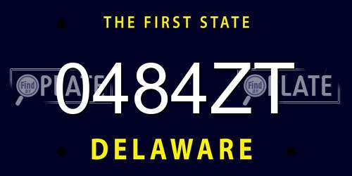 0484ZT Delaware License Plate