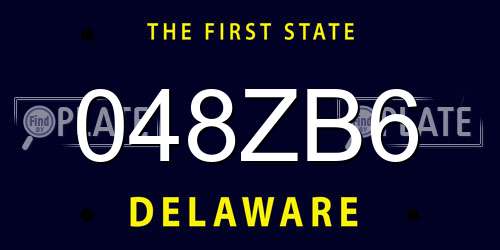 048ZB6 Delaware License Plate