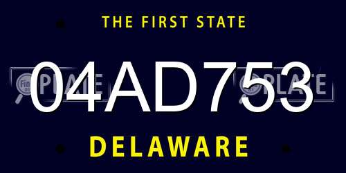 04AD753 Delaware License Plate