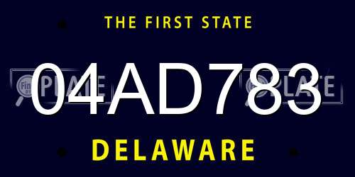 04AD783 Delaware License Plate