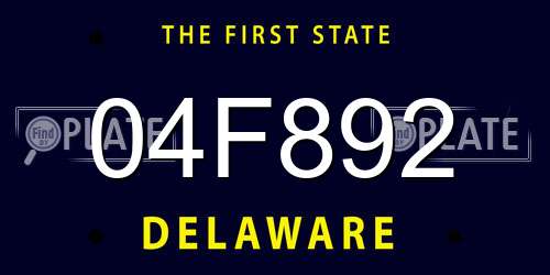 04F892 Delaware License Plate