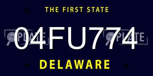 04FU774 Delaware License Plate