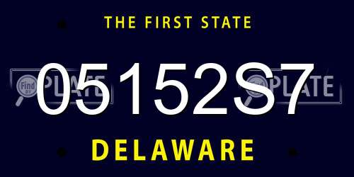 05152S7 Delaware License Plate