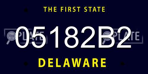 05182B2 Delaware License Plate
