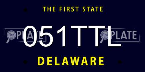 051TTL Delaware License Plate