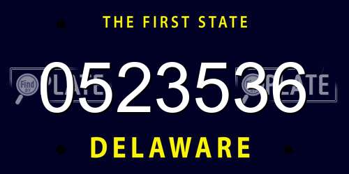 0523536 Delaware License Plate