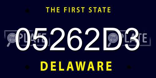 05262D3 Delaware License Plate