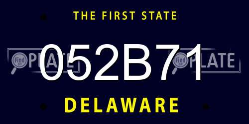 052B71 Delaware License Plate