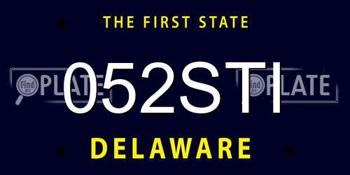 052STI Delaware License Plate