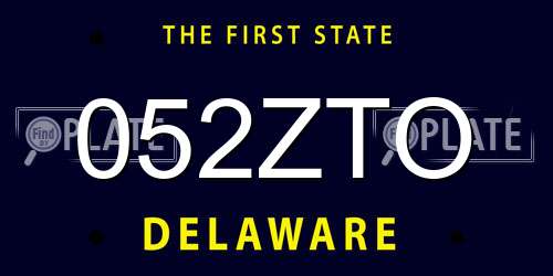 052ZTO Delaware License Plate
