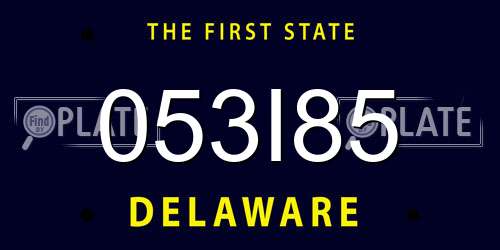 053I85 Delaware License Plate