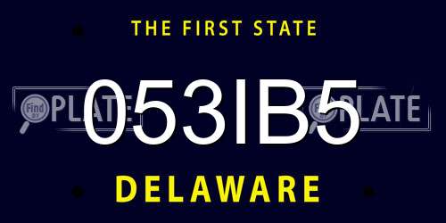 053IB5 Delaware License Plate