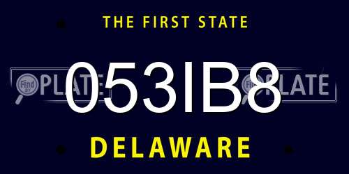 053IB8 Delaware License Plate