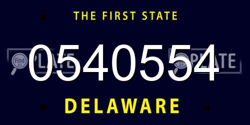 0540554 Delaware License Plate