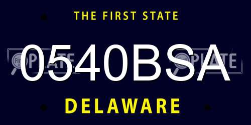 0540BSA Delaware License Plate