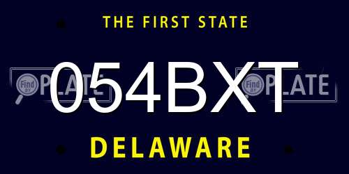 054BXT Delaware License Plate