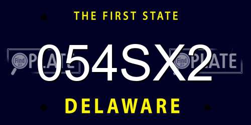 054SX2 Delaware License Plate