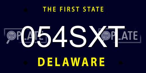 054SXT Delaware License Plate