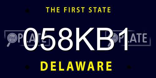 058KB1 Delaware License Plate
