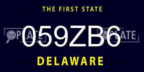 059ZB6 Delaware License Plate