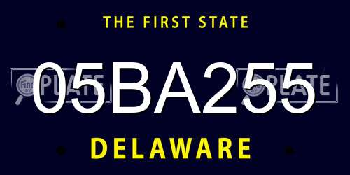 05BA255 Delaware License Plate