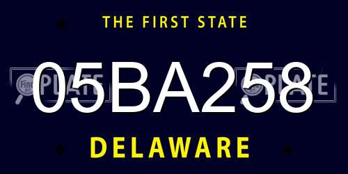 05BA258 Delaware License Plate