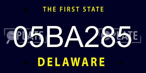 05BA285 Delaware License Plate