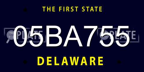 05BA755 Delaware License Plate