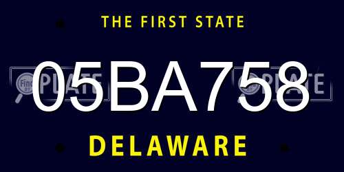 05BA758 Delaware License Plate