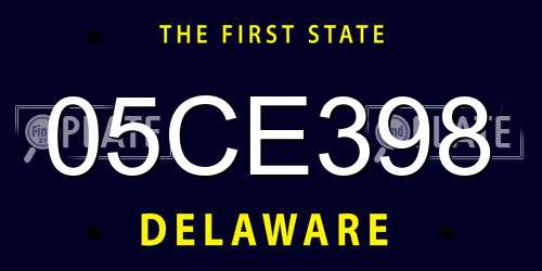 05CE398 Delaware License Plate