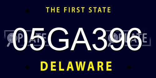 05GA396 Delaware License Plate