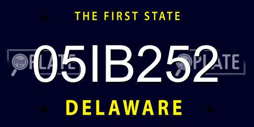 05IB252 Delaware License Plate