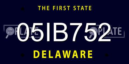 05IB752 Delaware License Plate