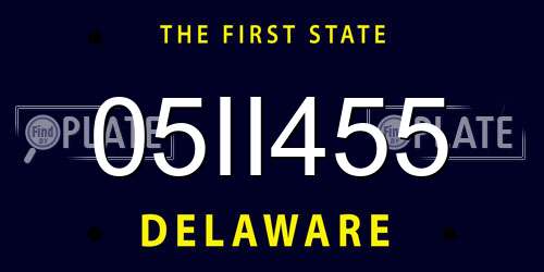 05II455 Delaware License Plate