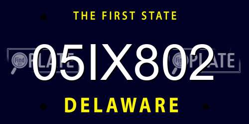 05IX802 Delaware License Plate