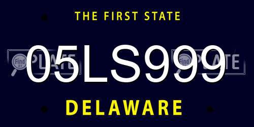 05LS999 Delaware License Plate