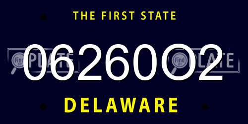06260O2 Delaware License Plate
