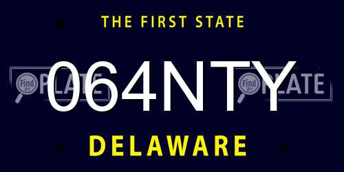 064NTY Delaware License Plate