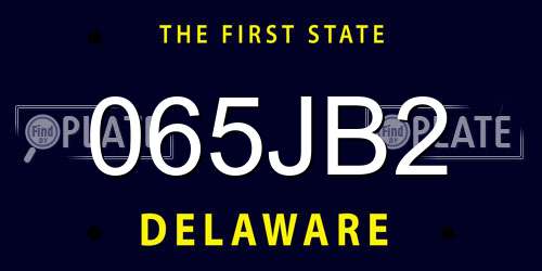 065JB2 Delaware License Plate