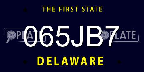 065JB7 Delaware License Plate