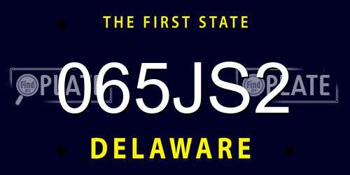 065JS2 Delaware License Plate