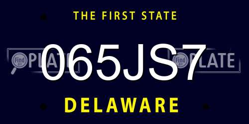 065JS7 Delaware License Plate